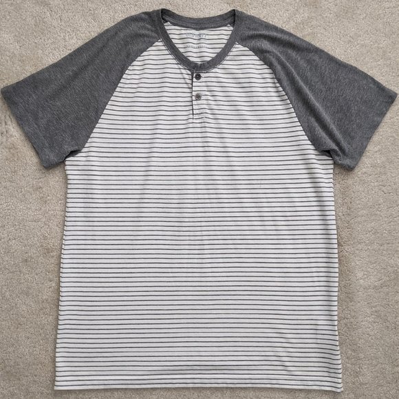 Old Navy Other - Old Navy gray striped henley t-shirt large